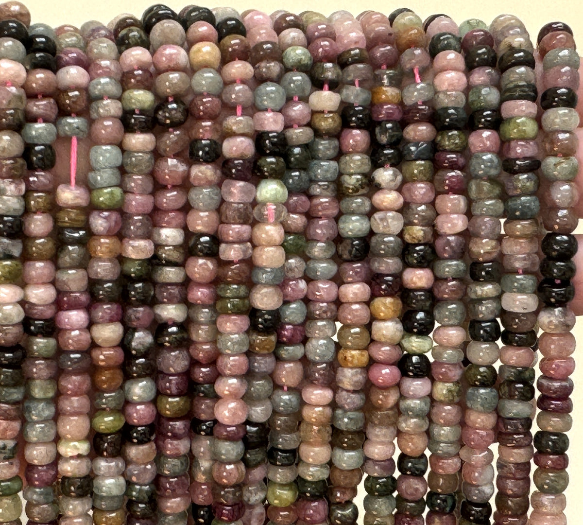Multicolor Tourmaline 4x6mm Rondelles natural gemstone beads 38cm strand - Oz Beads 