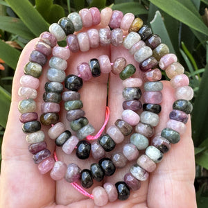 Multicolor Tourmaline 4x6mm Rondelles natural gemstone beads 38cm strand - Oz Beads 