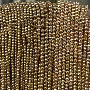 Gold Electroplated Hematite 3mm 4mm round spacer beads 15.5" strand - Oz Beads 