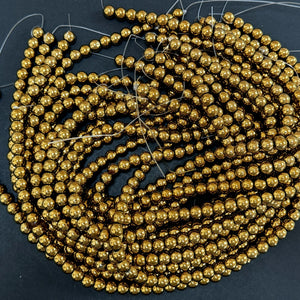 Antique Gold Electroplated Hematite 8mm round spacer beads 15.5" strand - Oz Beads 
