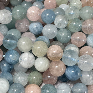 Aquamarine Beryl 8mm round natural gemstone beads 40cm strand - Oz Beads 