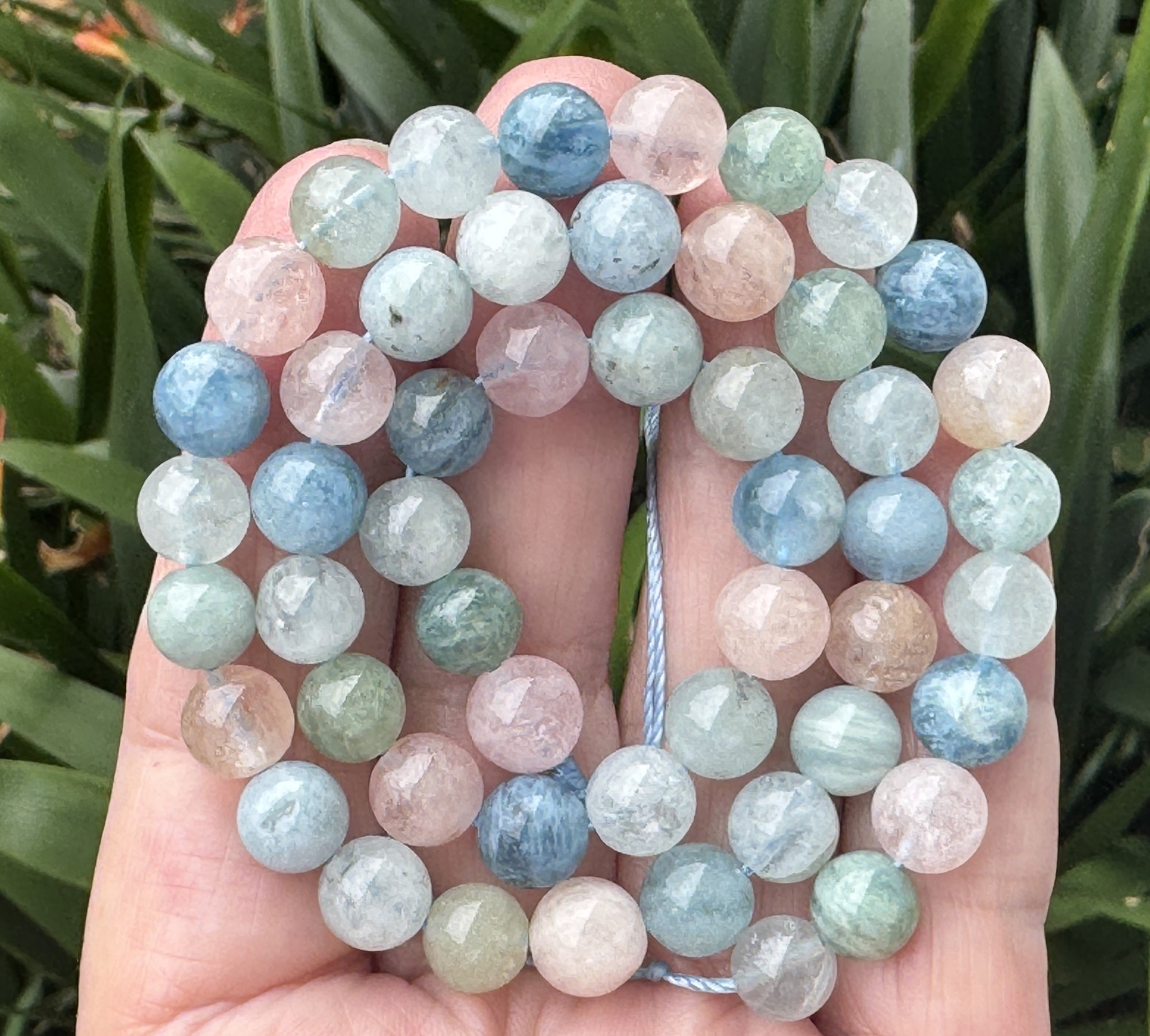 Aquamarine Beryl 8mm round natural gemstone beads 40cm strand - Oz Beads 