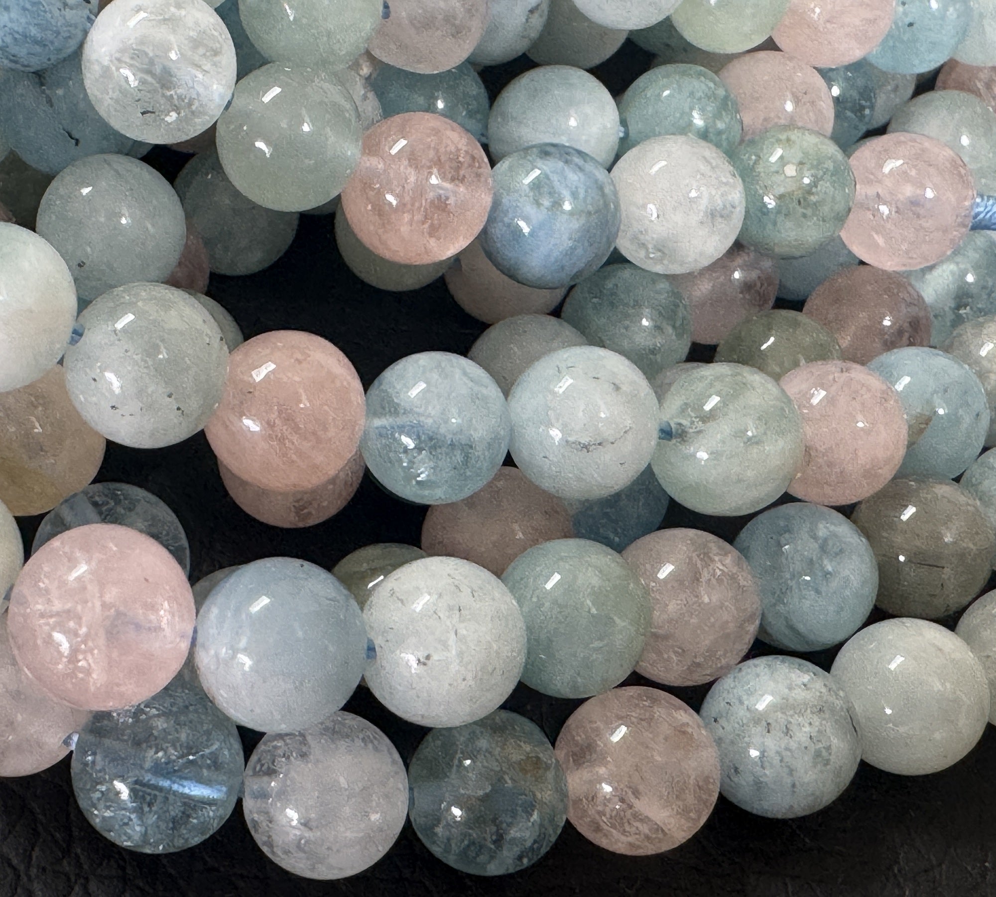 Aquamarine Beryl 8mm round natural gemstone beads 40cm strand - Oz Beads 