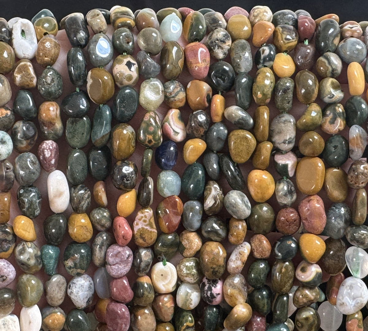 Ocean Jasper 6x8mm nuggets natural gemstone beads 40cm strand - Oz Beads 
