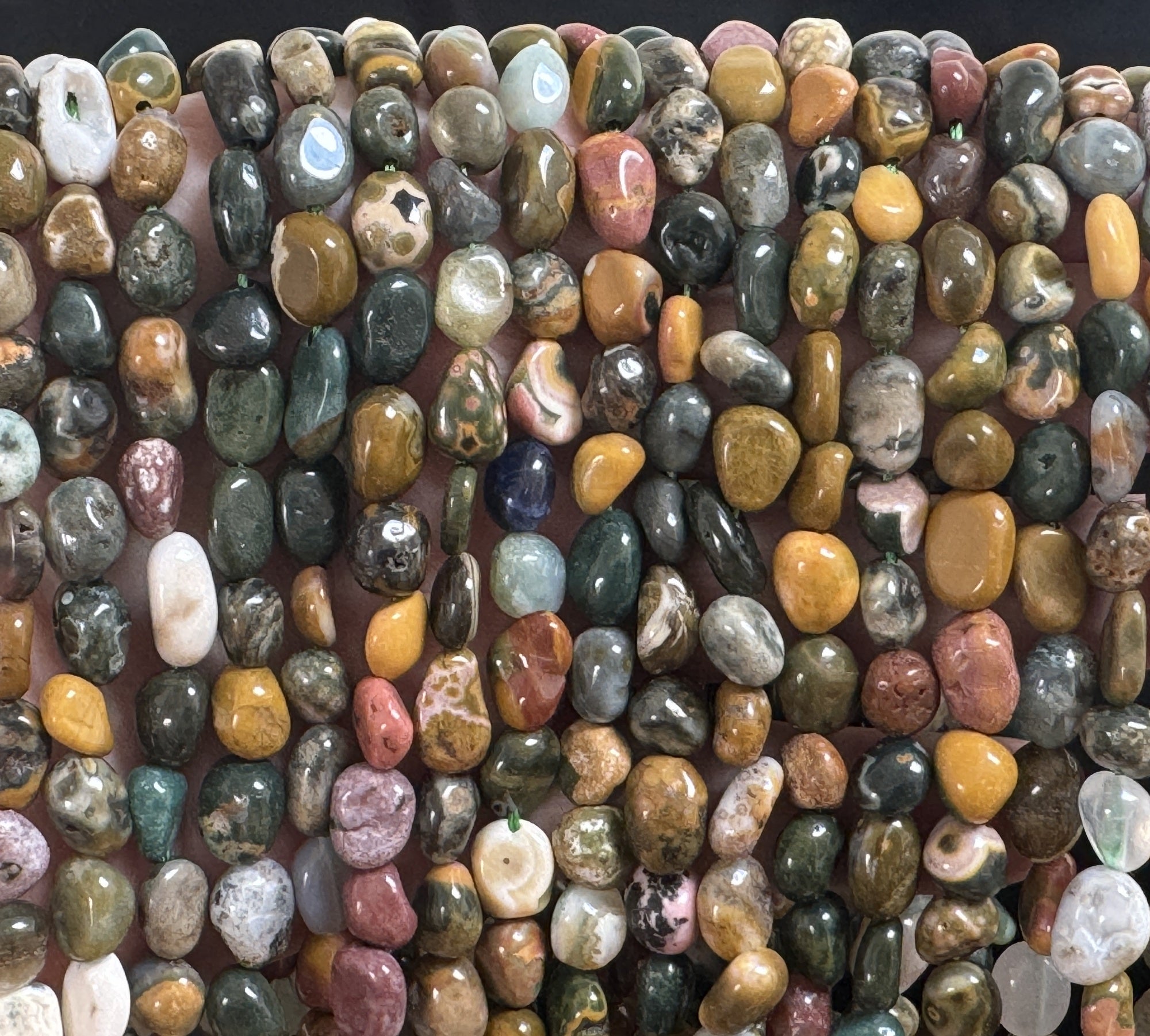 Ocean Jasper 6x8mm nuggets natural gemstone beads 40cm strand - Oz Beads 
