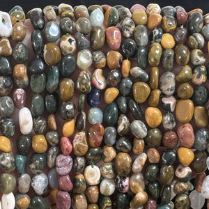 Ocean Jasper 6x8mm nuggets natural gemstone beads 40cm strand - Oz Beads 