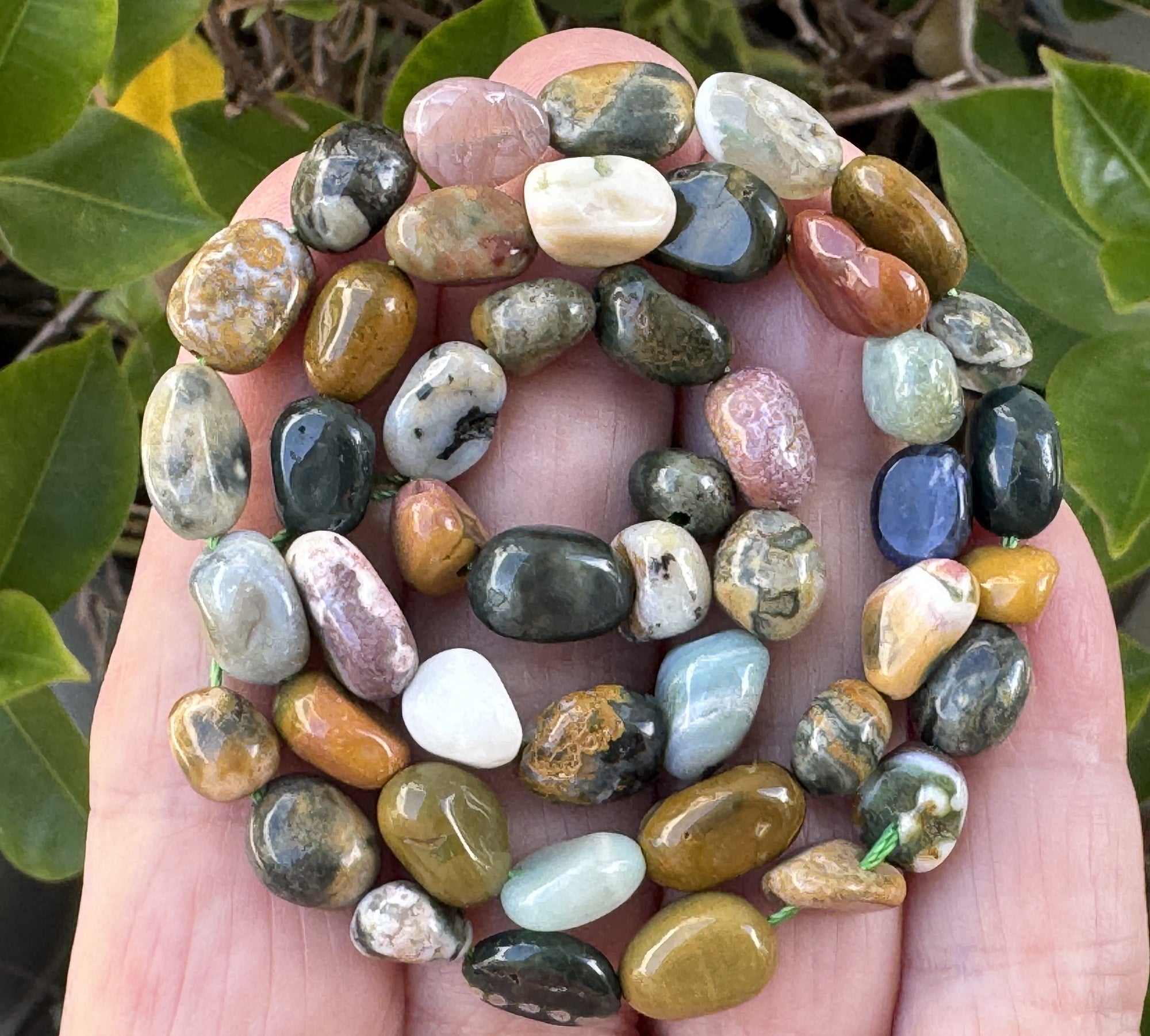 Ocean Jasper 6x8mm nuggets natural gemstone beads 40cm strand - Oz Beads 