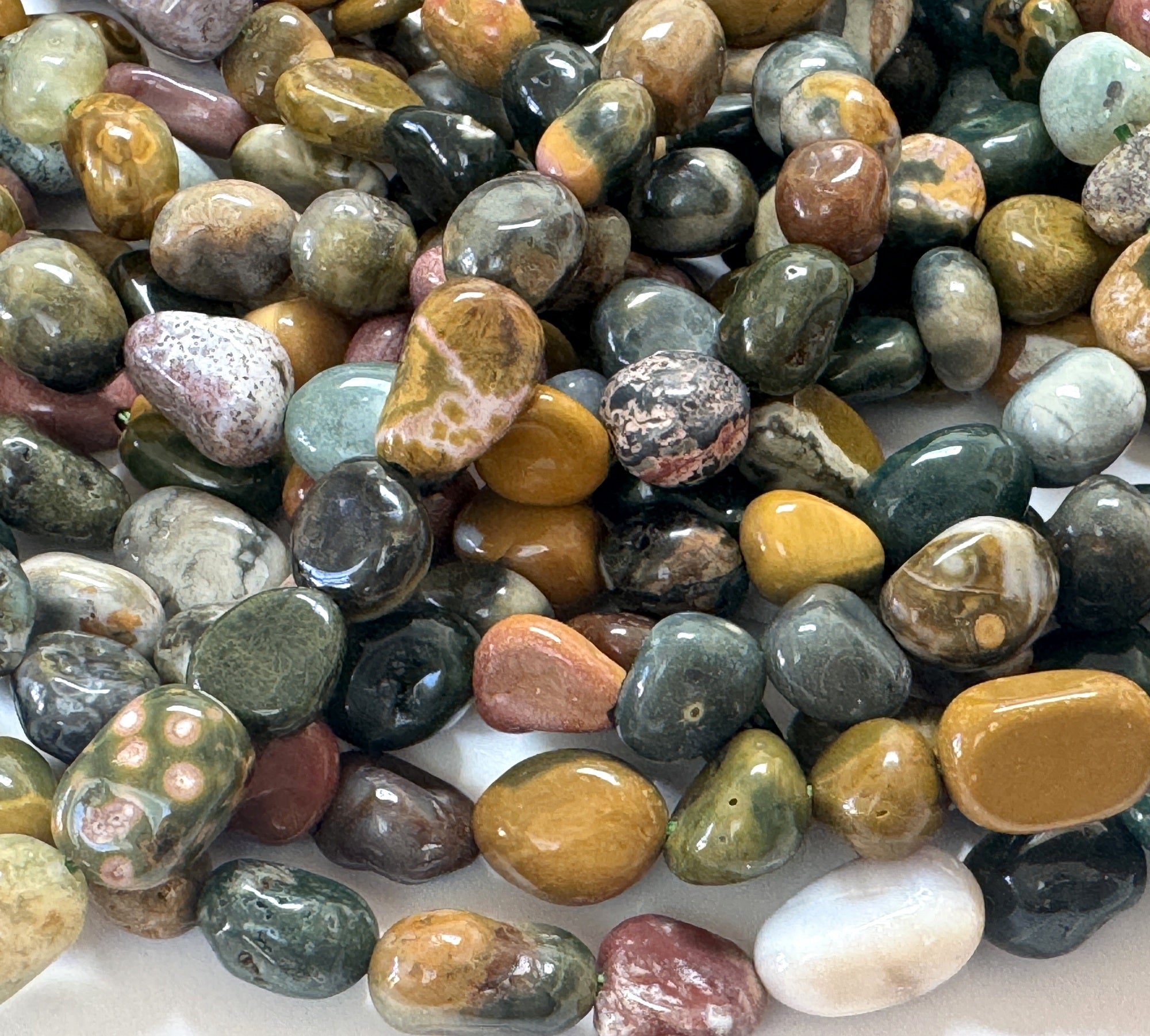 Ocean Jasper 6x8mm nuggets natural gemstone beads 40cm strand - Oz Beads 