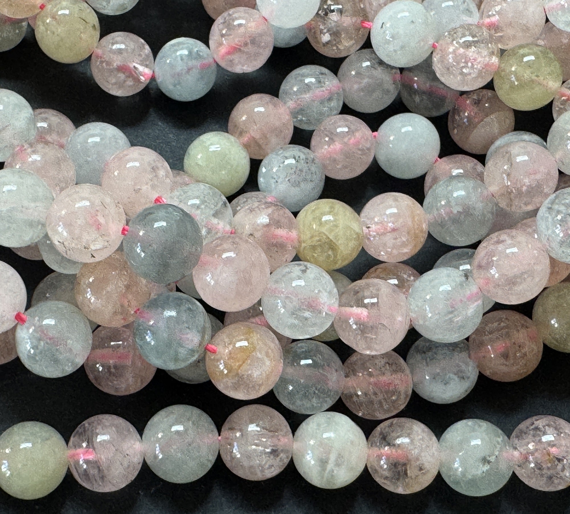 Morganite Beryl 8mm round beads natural gemstone beads 40cm strand - Oz Beads 