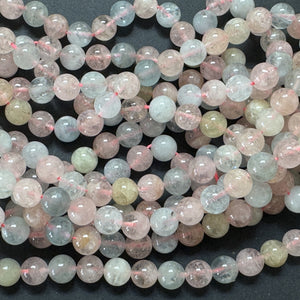 Morganite Beryl 8mm round beads natural gemstone beads 40cm strand - Oz Beads 