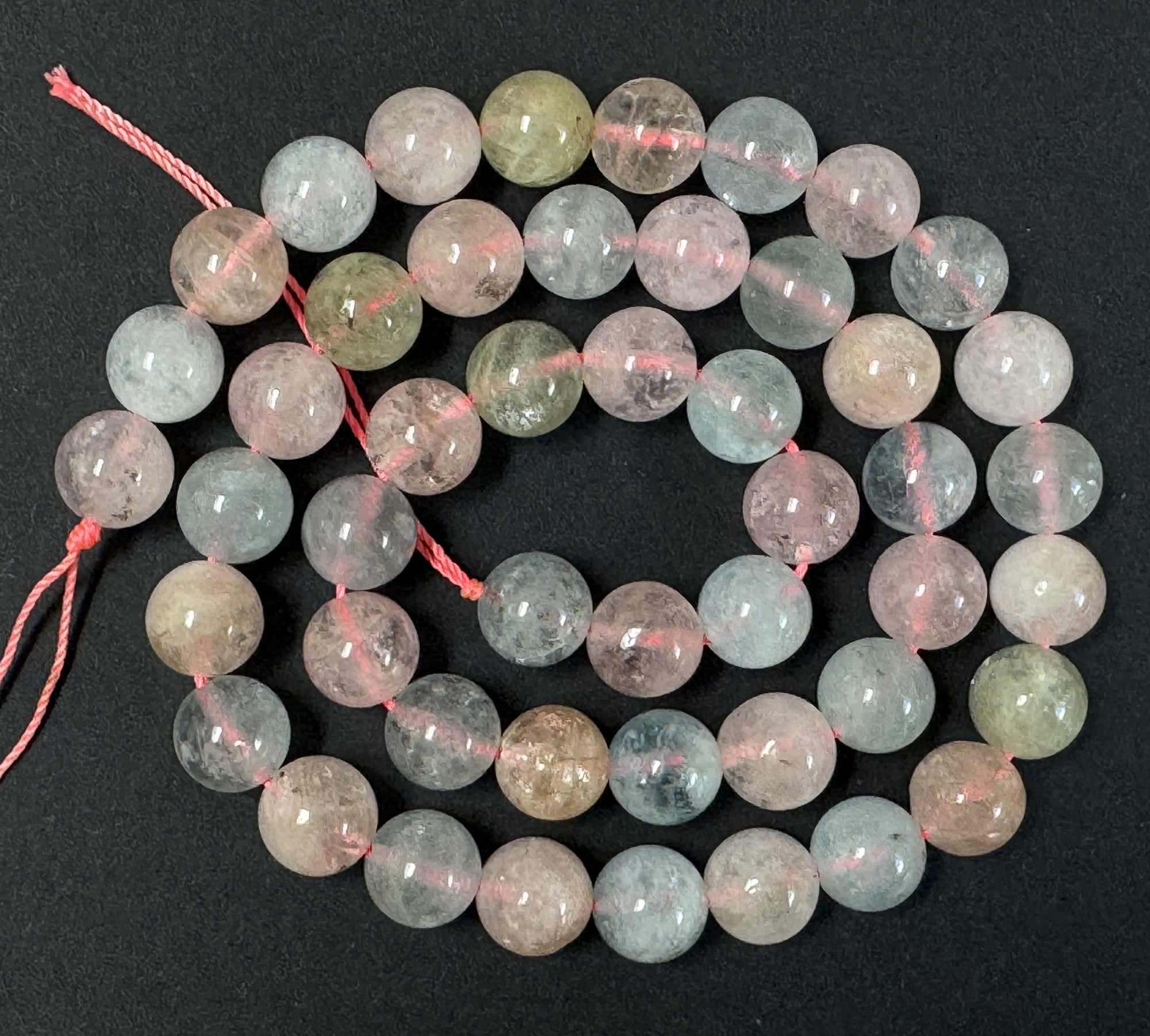 Morganite Beryl 8mm round beads natural gemstone beads 40cm strand - Oz Beads 
