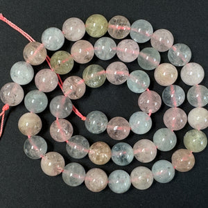 Morganite Beryl 8mm round beads natural gemstone beads 40cm strand - Oz Beads 
