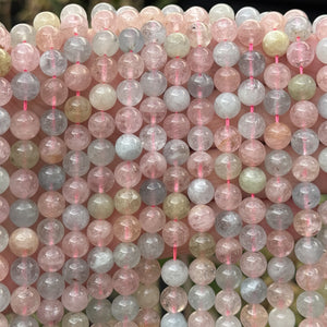 Morganite Beryl 8mm round beads natural gemstone beads 40cm strand - Oz Beads 