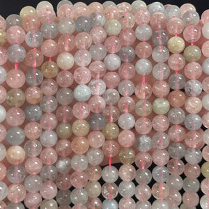 Morganite Beryl 8mm round beads natural gemstone beads 40cm strand - Oz Beads 