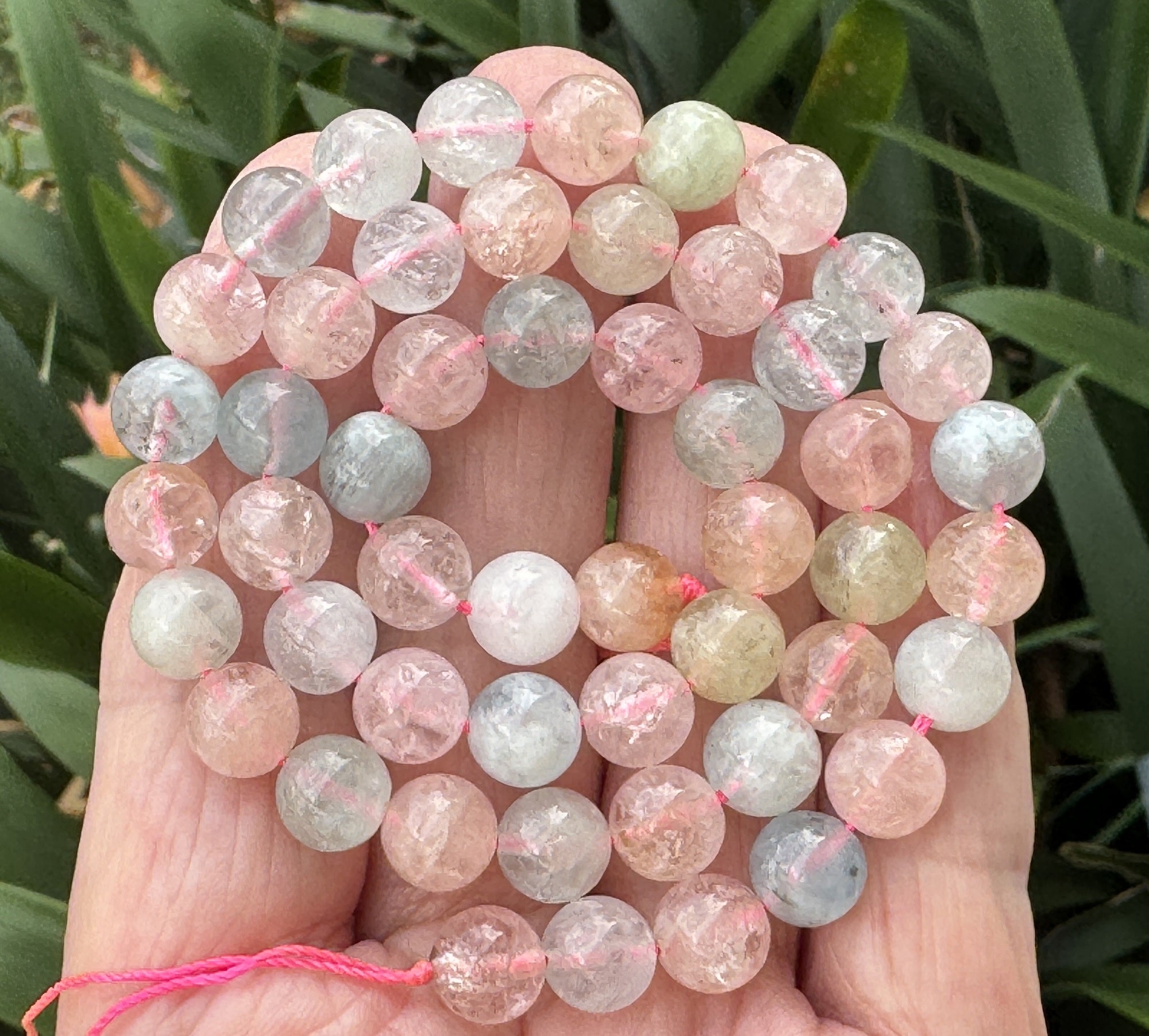 Morganite Beryl 8mm round beads natural gemstone beads 40cm strand - Oz Beads 