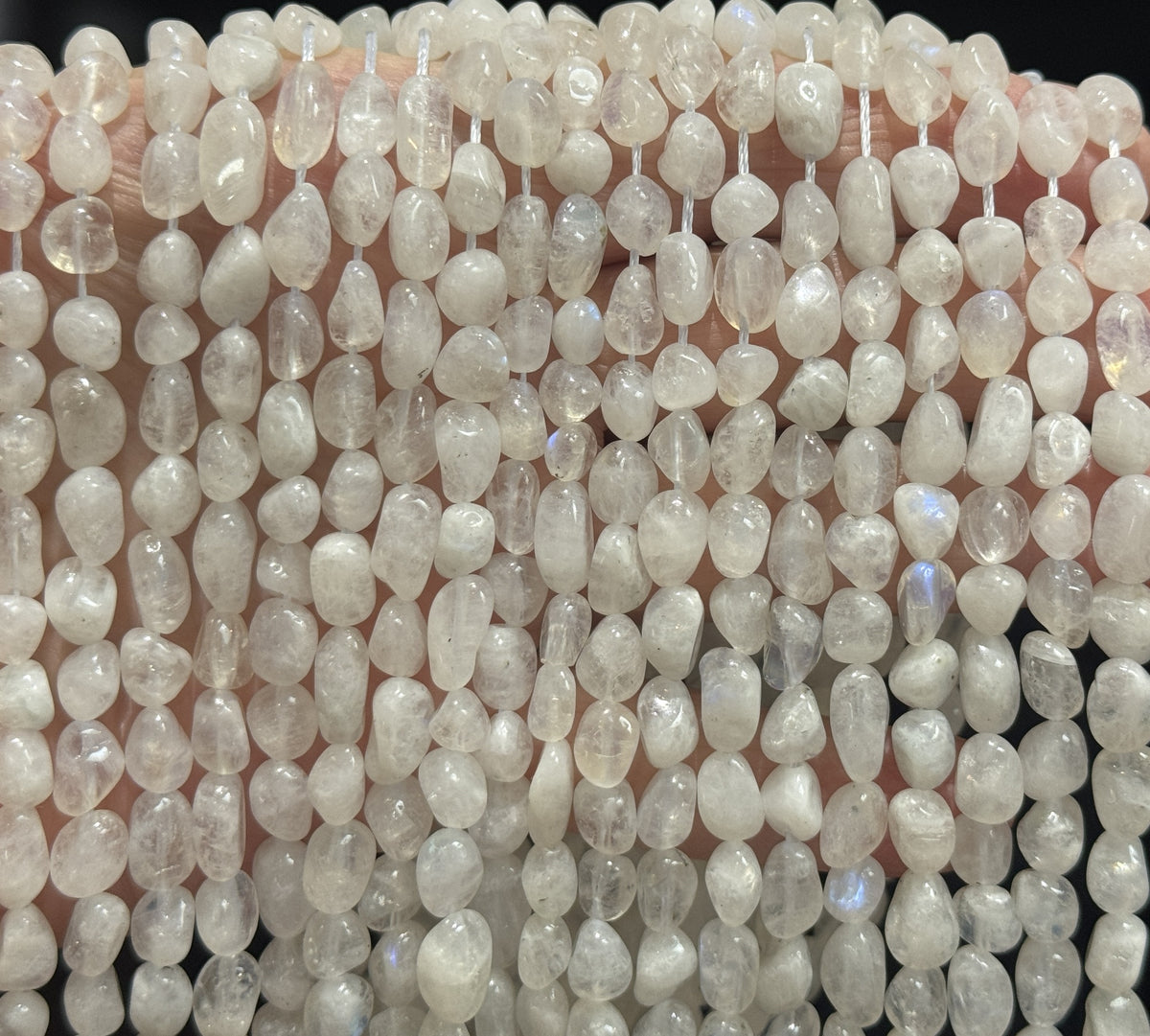 Blue Moonstone 6-9mm nuggets natural gemstone pebble beads 40cm strand - Oz Beads 