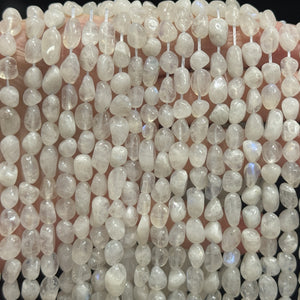 Blue Moonstone 6-9mm nuggets natural gemstone pebble beads 40cm strand - Oz Beads 