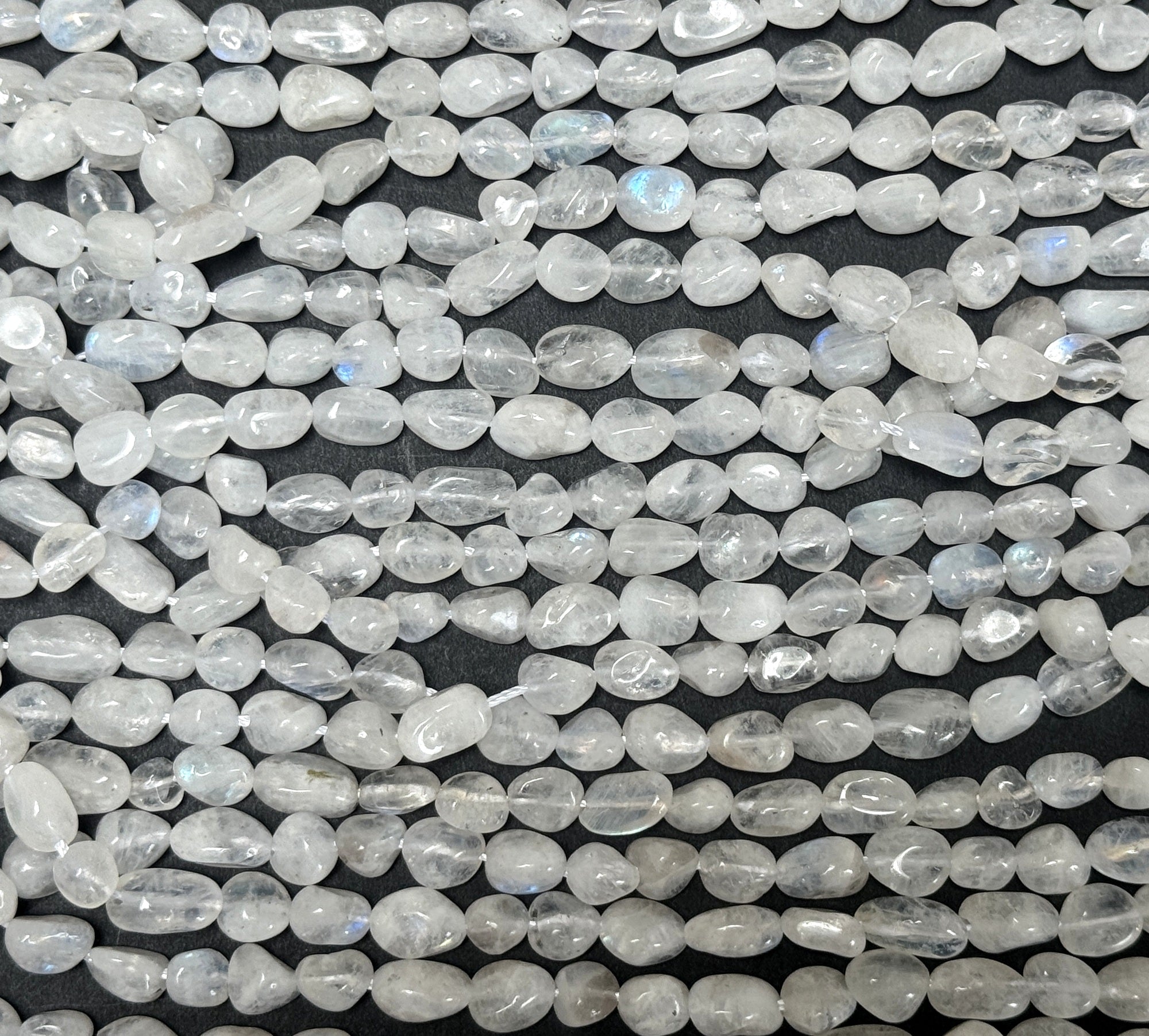 Blue Moonstone 6-9mm nuggets natural gemstone pebble beads 40cm strand - Oz Beads 