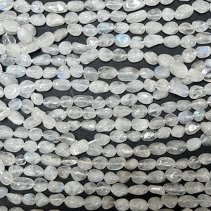 Blue Moonstone 6-9mm nuggets natural gemstone pebble beads 40cm strand - Oz Beads 