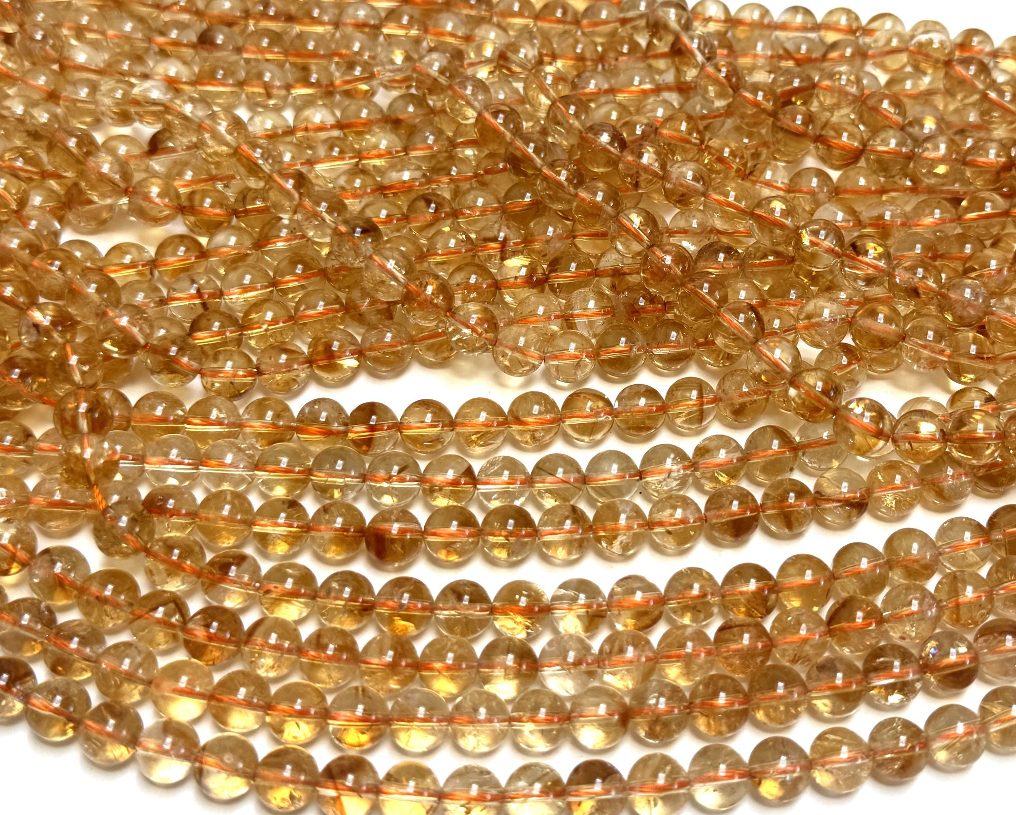 Citrine 8mm round natural gemstone beads 15" strand