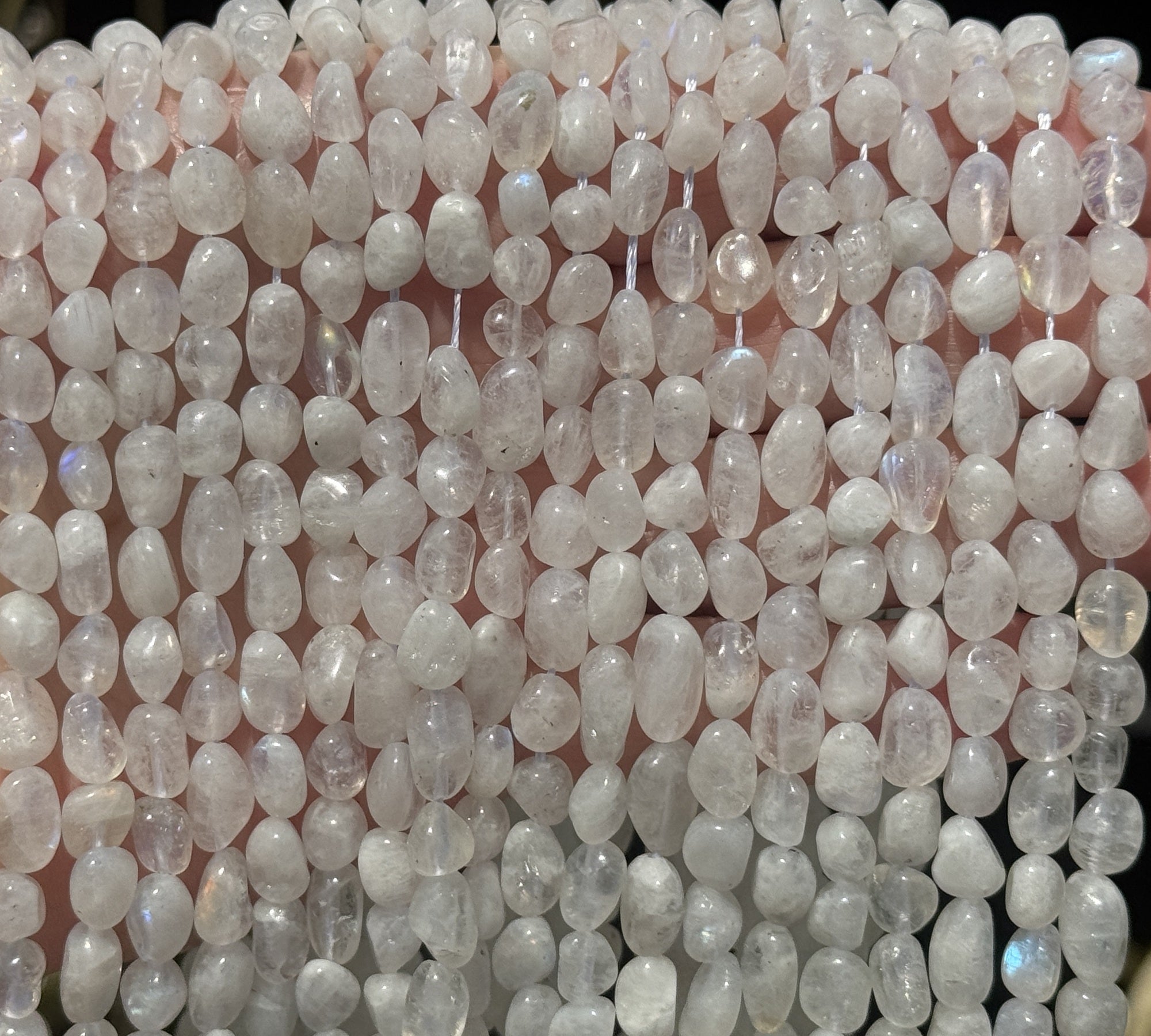 Blue Moonstone 6-9mm nuggets natural gemstone pebble beads 40cm strand - Oz Beads 