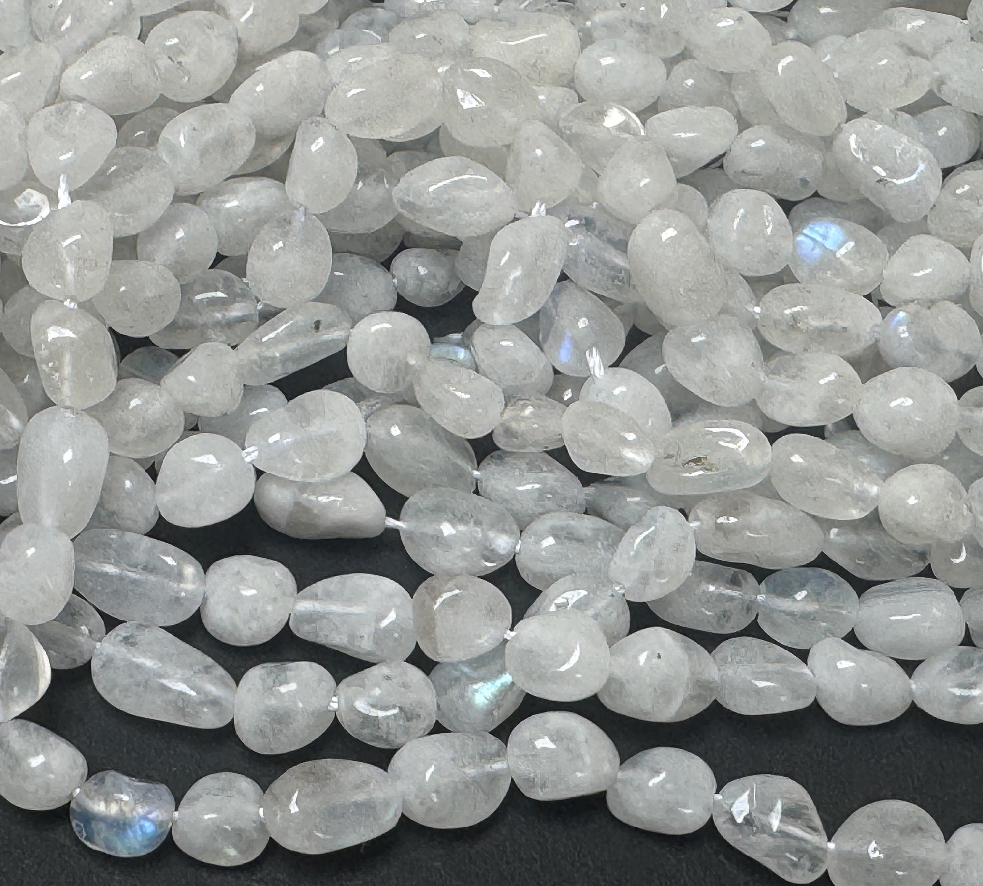 Blue Moonstone 6-9mm nuggets natural gemstone pebble beads 40 strand - Oz Beads 