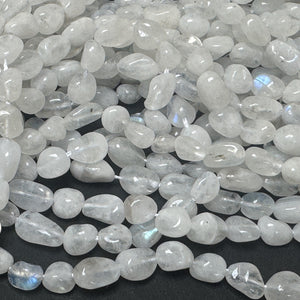 Blue Moonstone 6-9mm nuggets natural gemstone pebble beads 40 strand - Oz Beads 