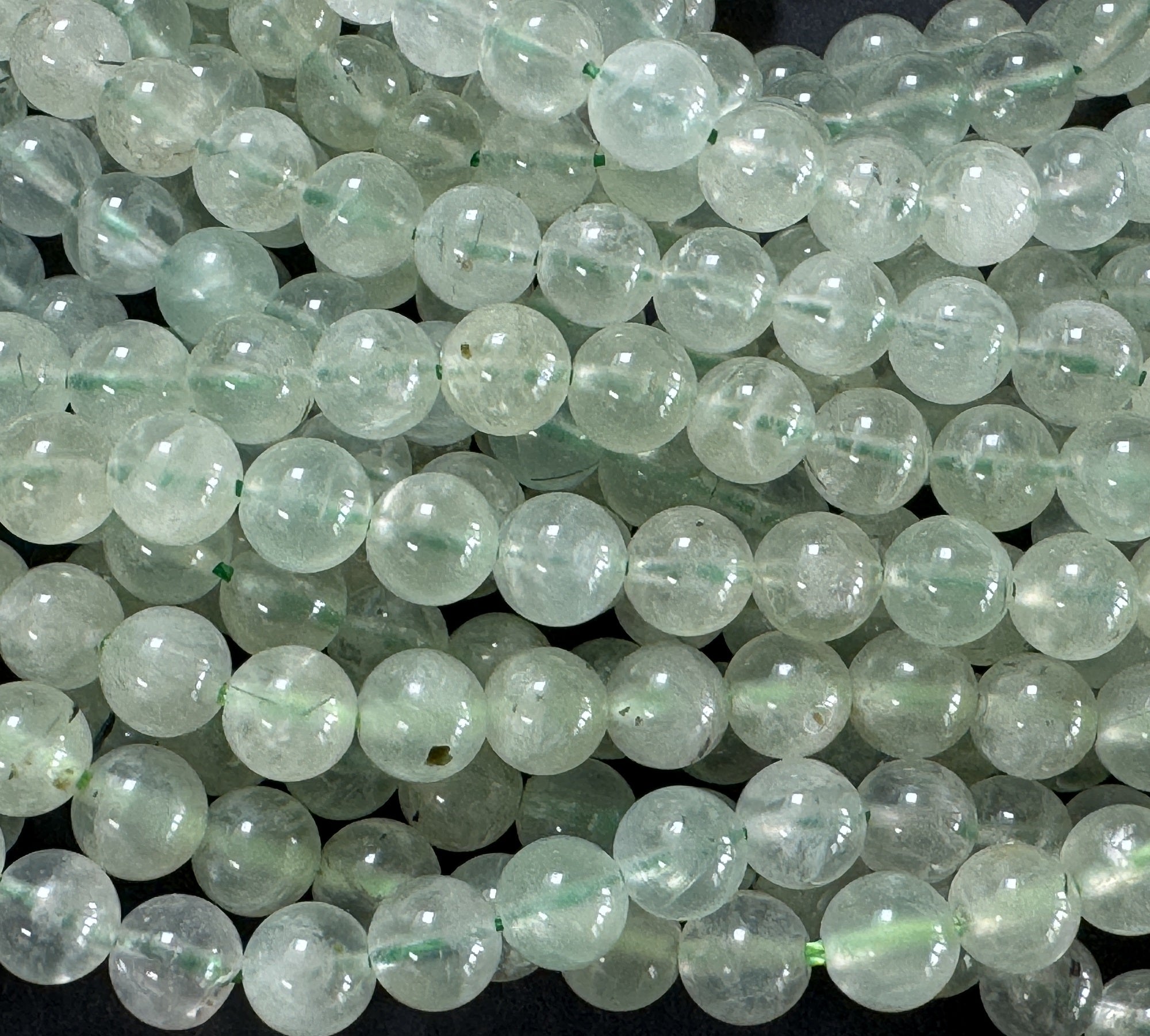 Prehnite 6mm round natural gemstone beads 15.5" strand - Oz Beads 