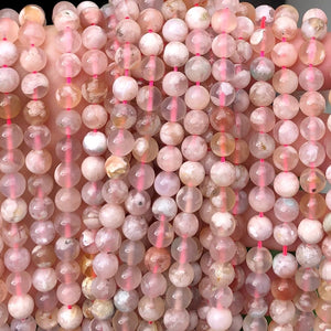 Pink Sakura Agate 6mm round beads 15.5" strand - Oz Beads 