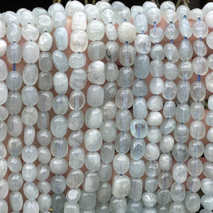 Aquamarine 6-9mm nuggets natural gemstone pebble beads 39cm strand - Oz Beads 