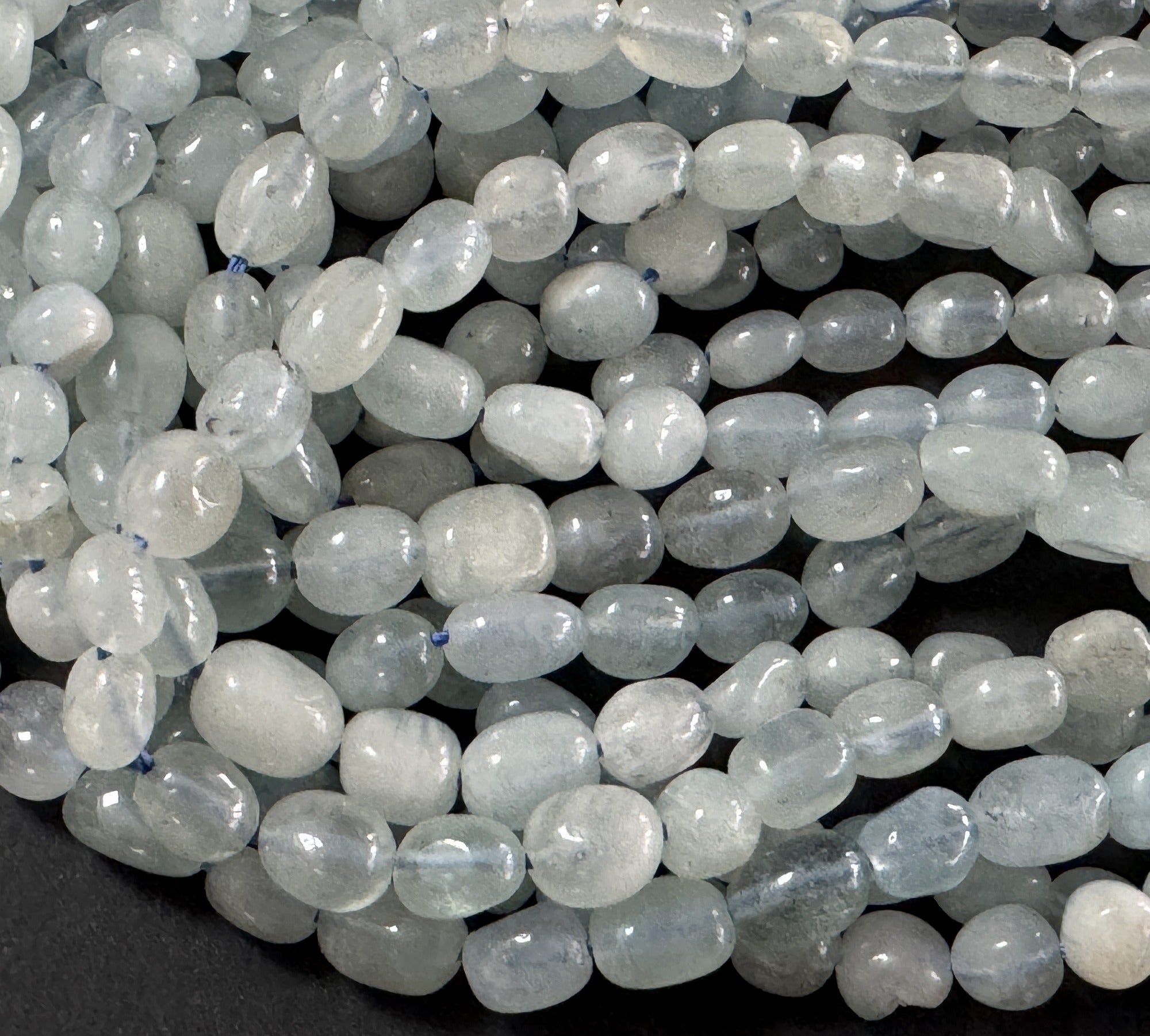 Aquamarine 6-9mm nuggets natural gemstone pebble beads 39cm strand - Oz Beads 