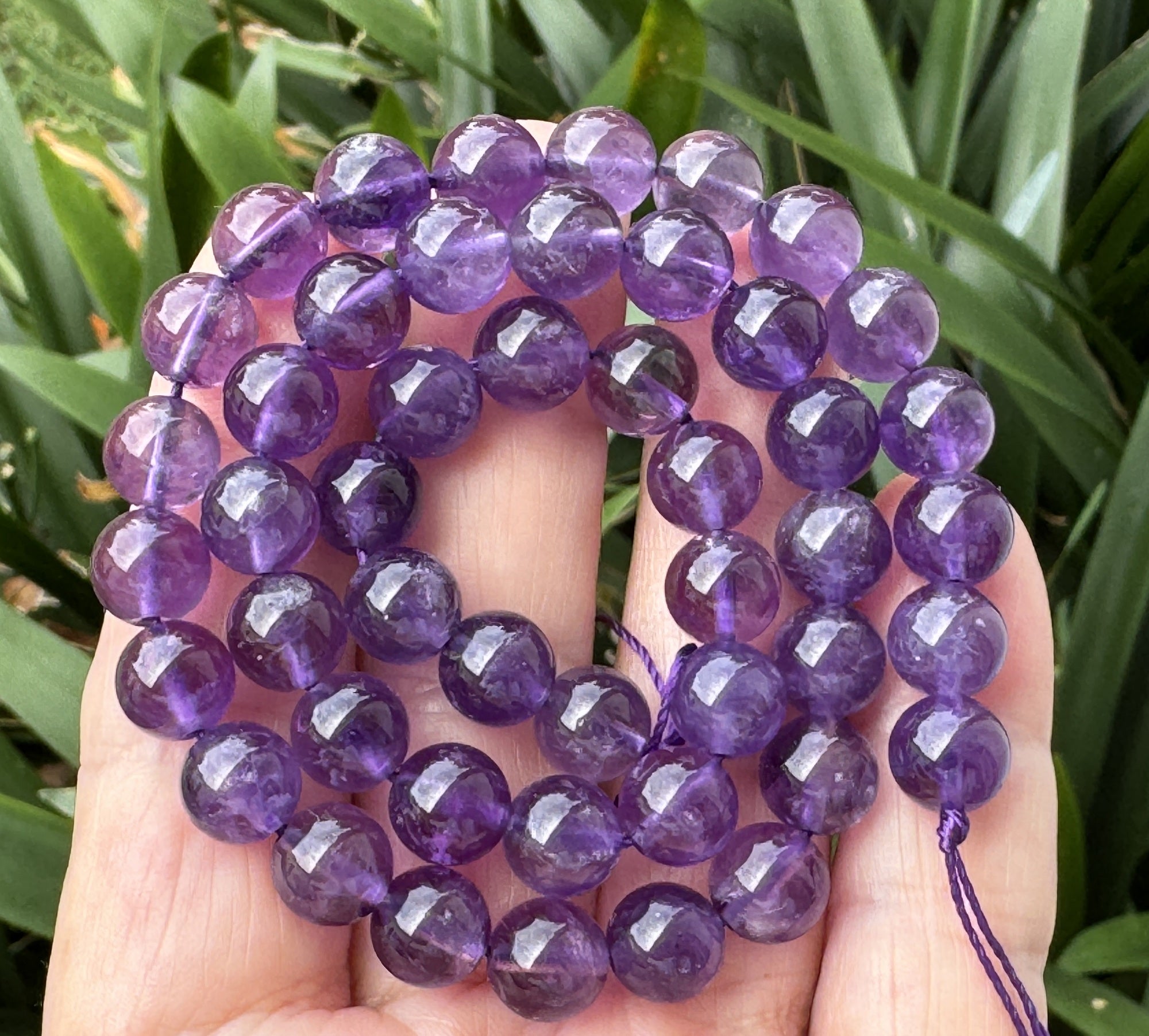 Amethyst 8mm round natural gemstone beads 15.5" strand - Oz Beads 
