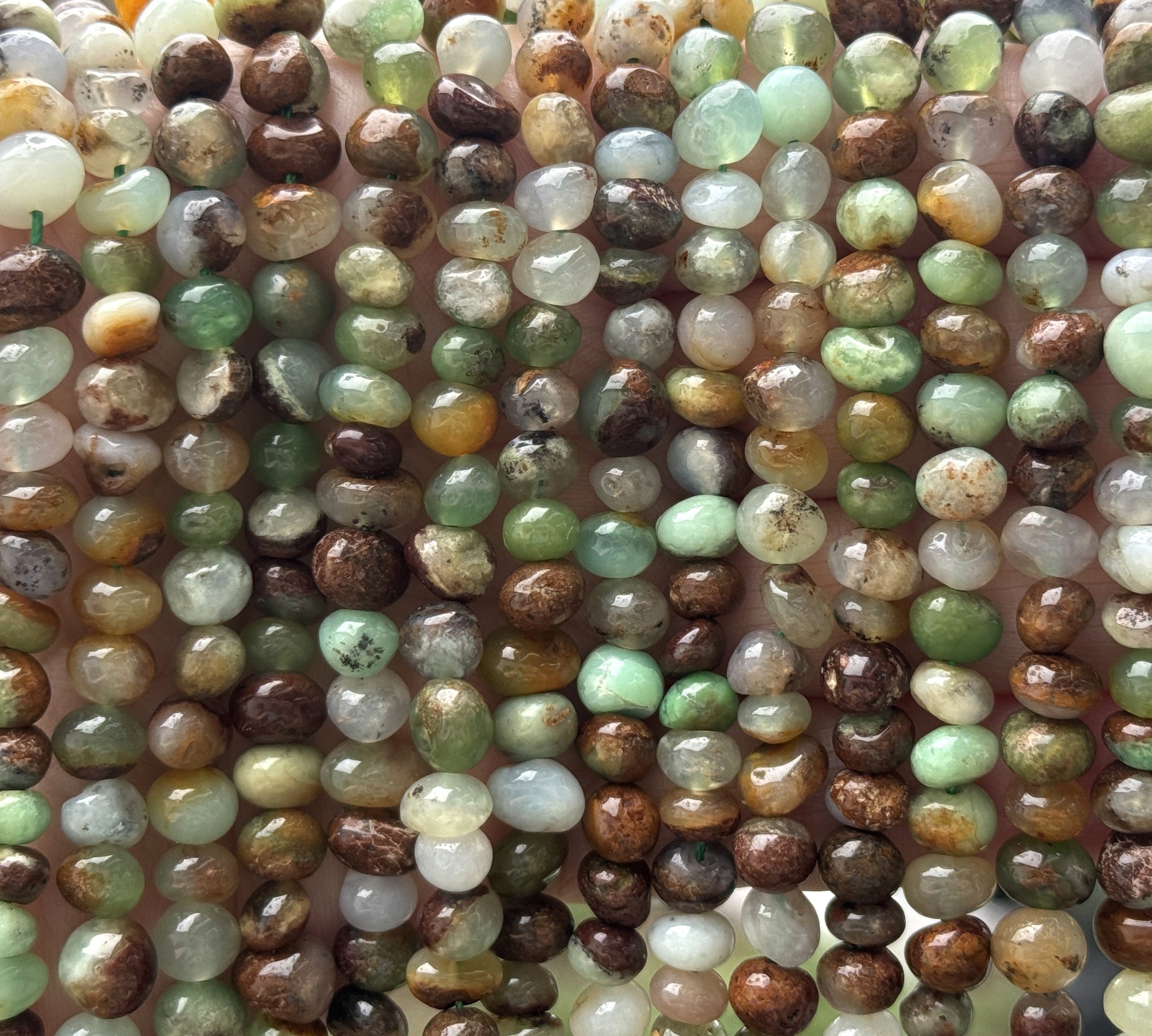 Australian Chrysoprase 8x6mm rounded freeform nuggets natural gemstone beads 15.5" strand - Oz Beads 