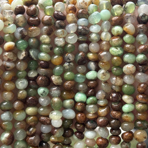 Australian Chrysoprase 8x6mm rounded freeform nuggets natural gemstone beads 15.5" strand - Oz Beads 
