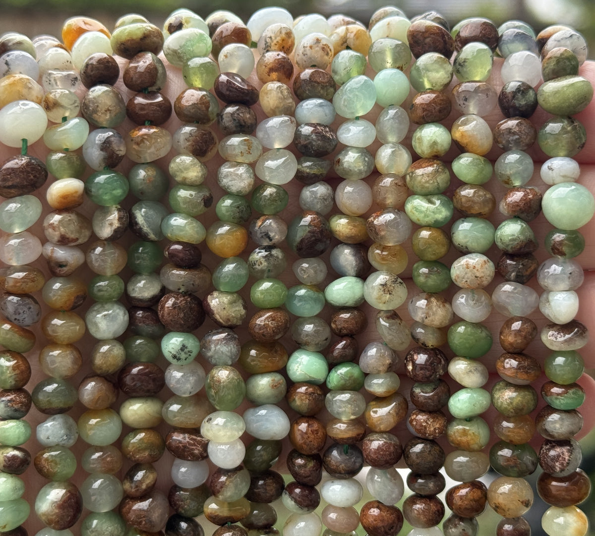 Australian Chrysoprase 8x6mm rounded freeform nuggets natural gemstone beads 15.5" strand - Oz Beads 