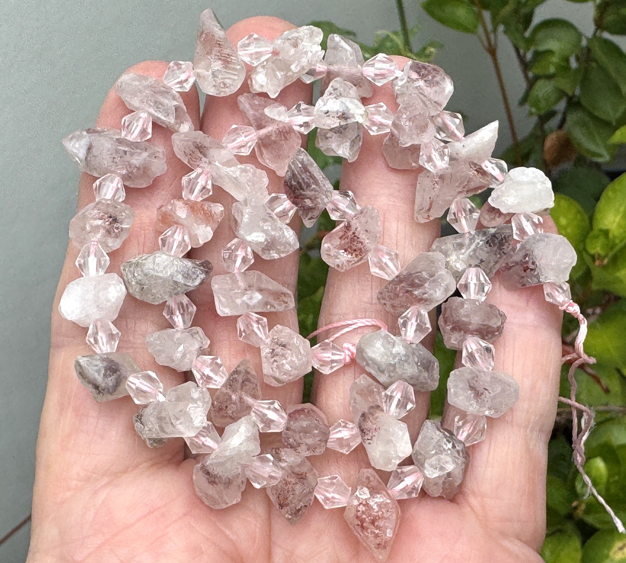 Super 7 Lepidocrocite Quartz natural raw rough crystal points nugget beads  16" strand - Oz Beads 
