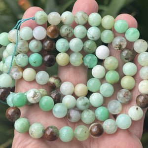 Australian Chrysoprase 8mm round natural gemstone beads 15.5" strand - Oz Beads 