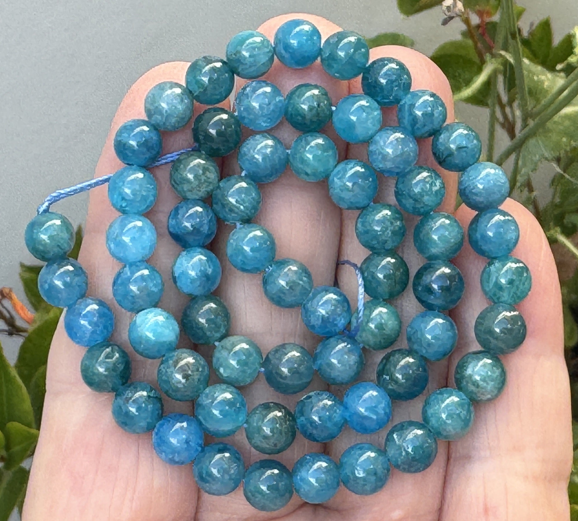 Blue Apatite 6mm round gemstone beads 15" strand - Oz Beads 