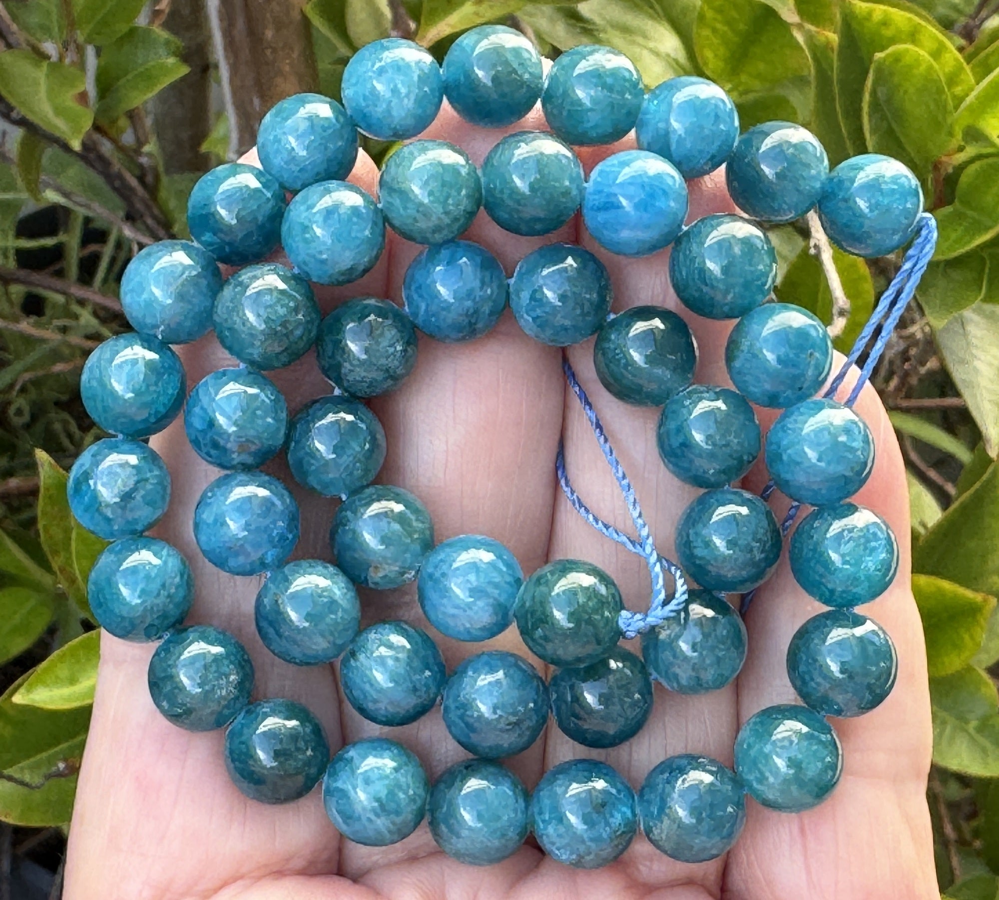 Blue Apatite 8mm round gemstone beads 15" strand - Oz Beads 