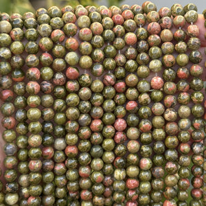 Unakite Jasper 6mm round natural gemstone beads 39cm strand - Oz Beads 