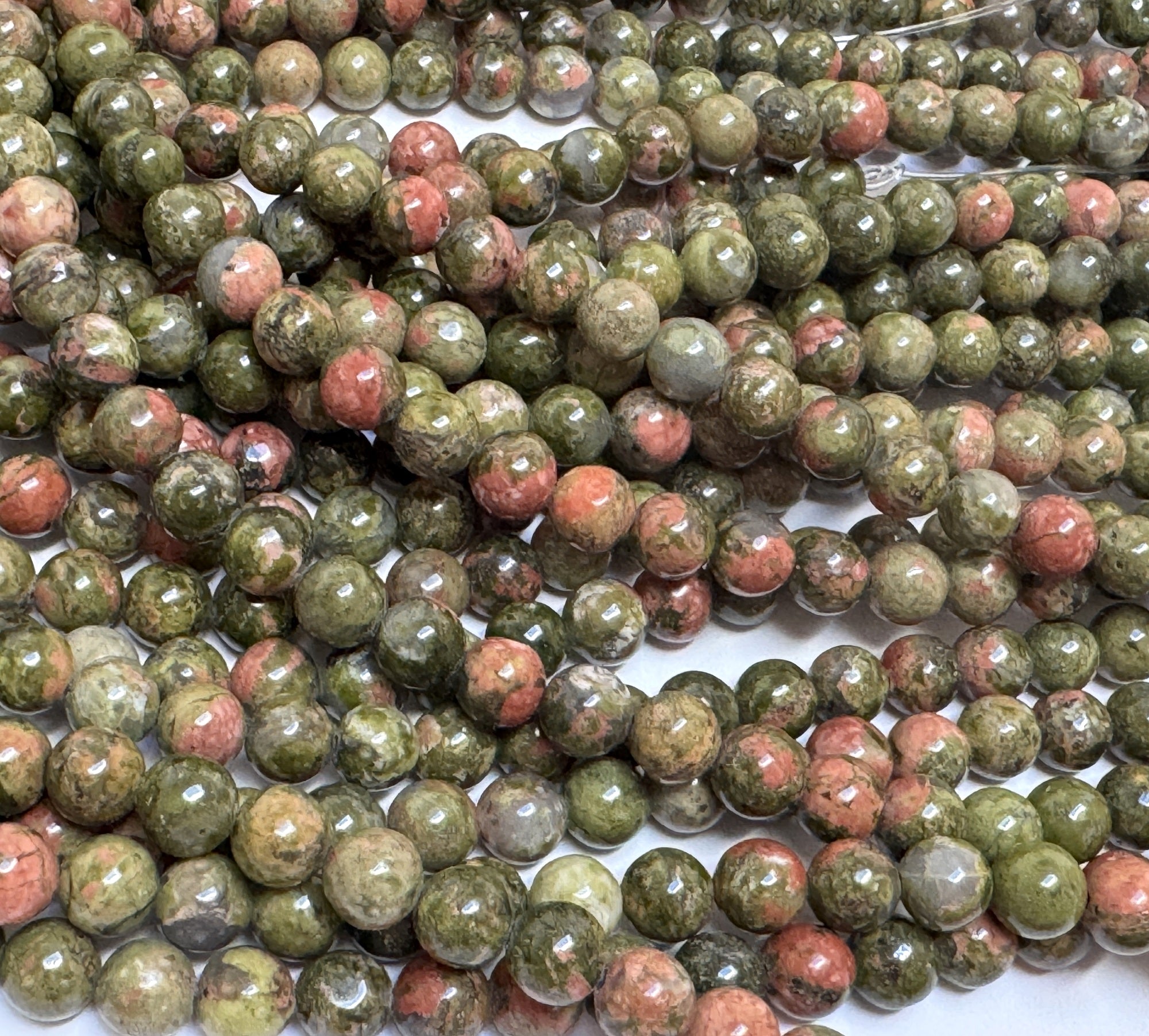Unakite Jasper 6mm round natural gemstone beads 39cm strand - Oz Beads 