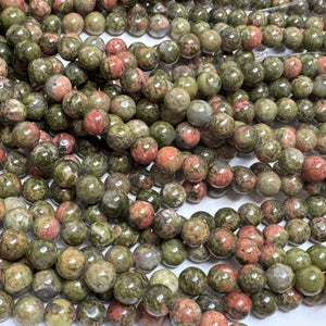 Unakite Jasper 6mm round natural gemstone beads 39cm strand - Oz Beads 