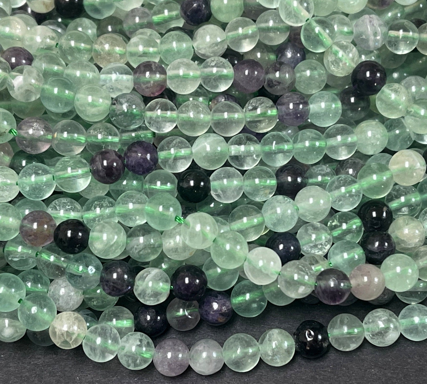 Fluorite 6mm round natural gemstone beads 15.5" strand