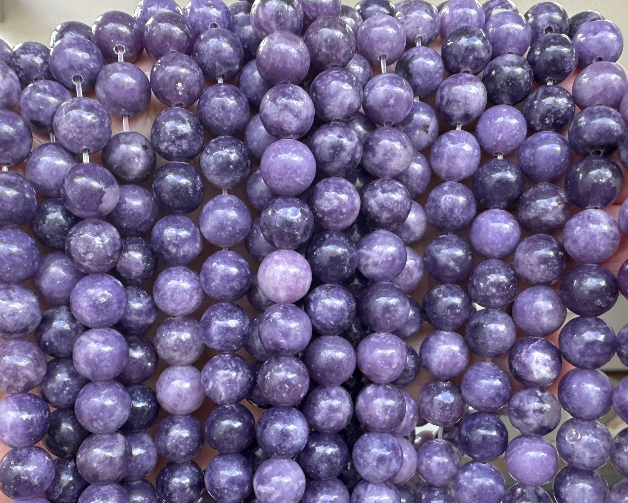 Purple Lepidolite 8mm round natural gemstone beads 15" strand