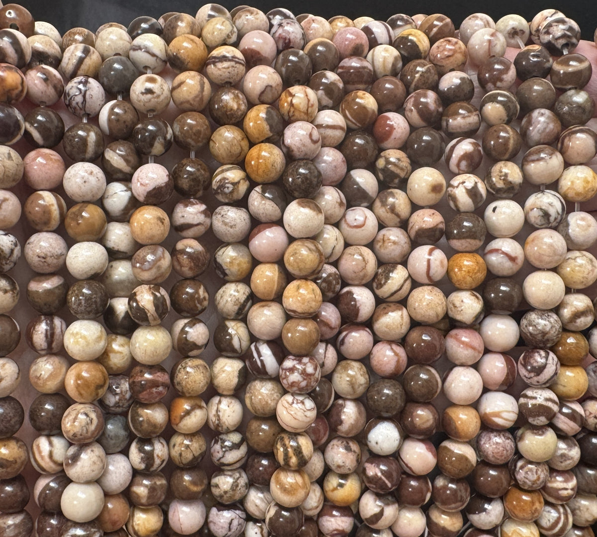Australian Zebra Jasper 6mm round natural gemstone beads 15" strand - Oz Beads 