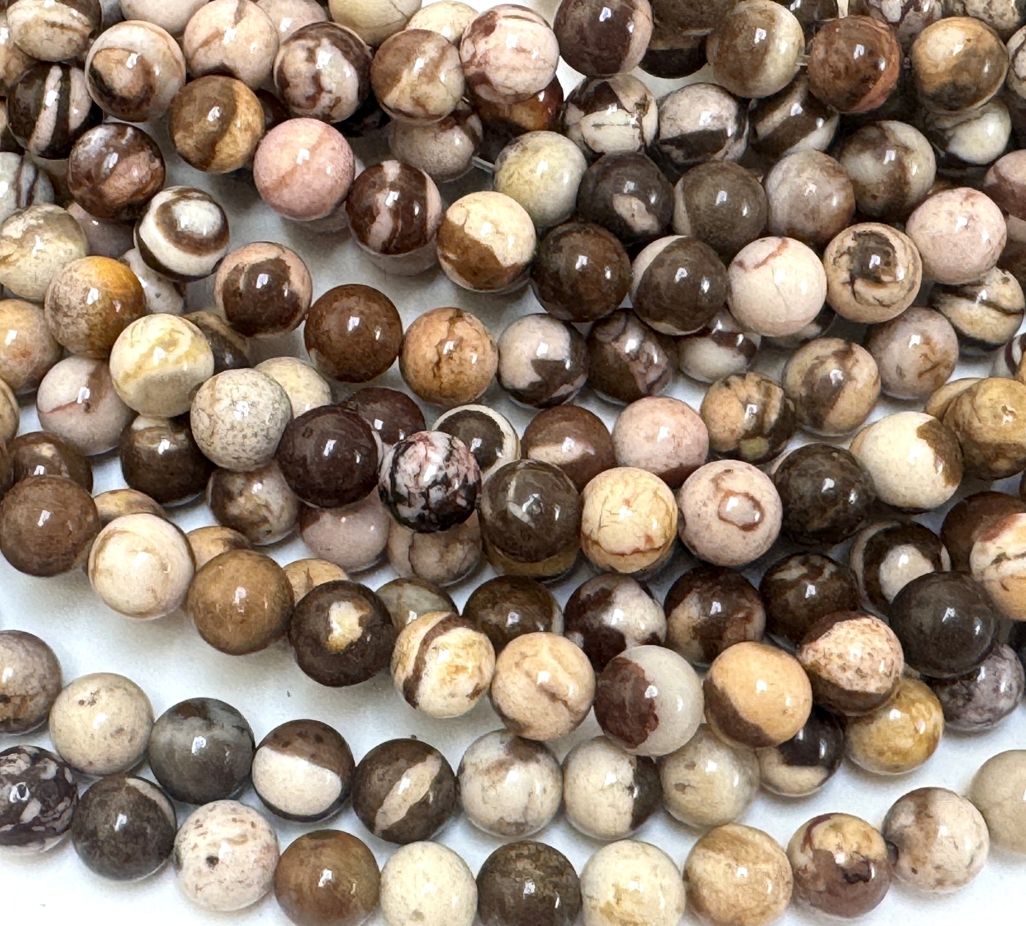 Australian Zebra Jasper 6mm round natural gemstone beads 15" strand - Oz Beads 