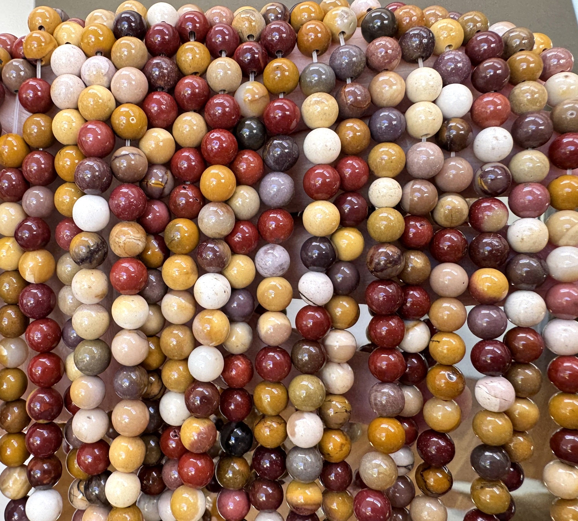 Mookaite Jasper 6mm round polished gemstone beads 15" strand - Oz Beads 