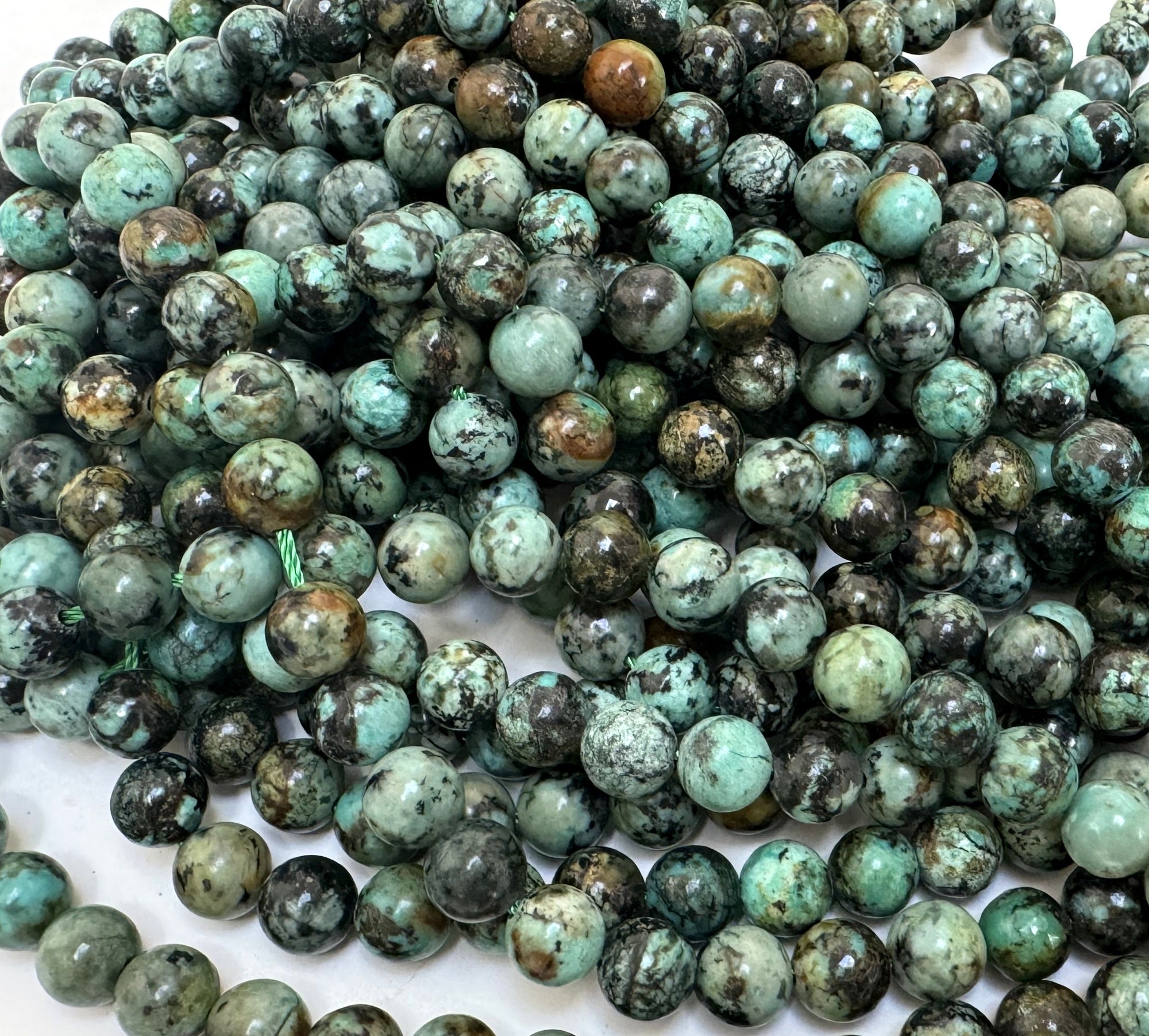 African Turquoise 8mm round natural gemstone beads 15.5" strand