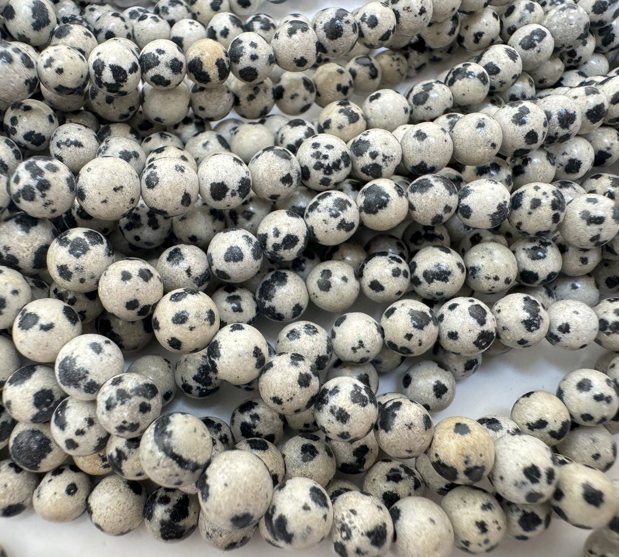 Dalmatian Jasper 6mm round natural gemstone beads 15" strand