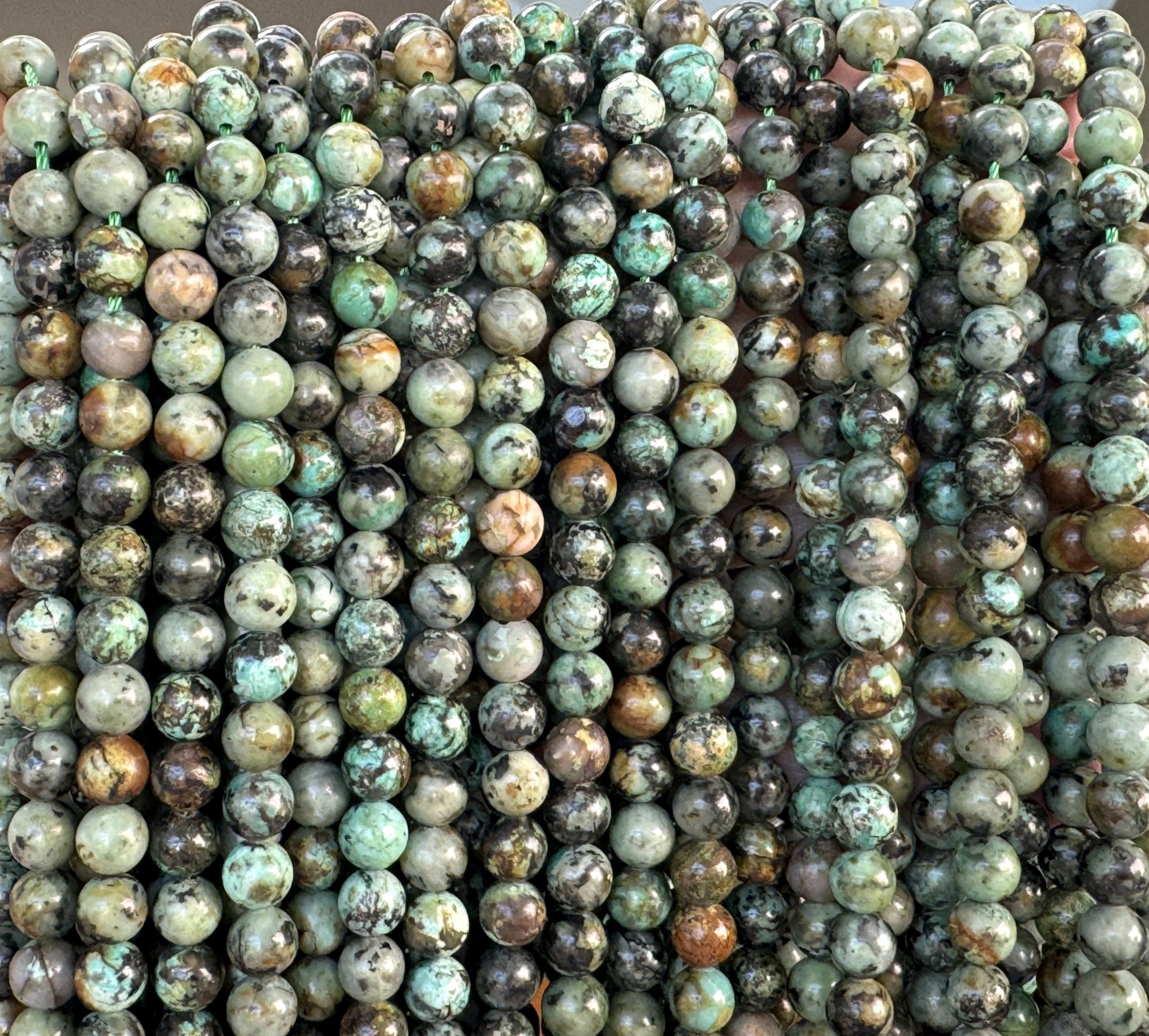 African Turquoise 6mm round natural gemstone beads 16" strand